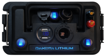 Dakota Lithium Powerbox 10 with two USB, 12V Charger and LED Light