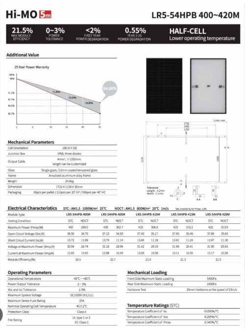 Longi - LR5-54HPB-405 - Mono - Black - 54 Cell